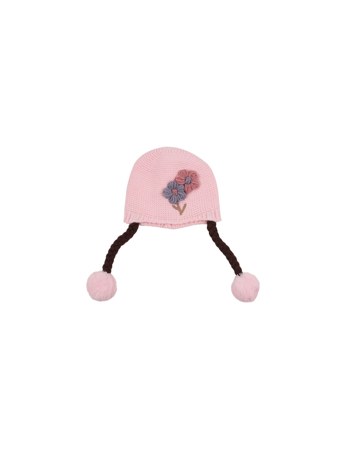 

Yellow Bee Girls Pink Embroidered Beanie