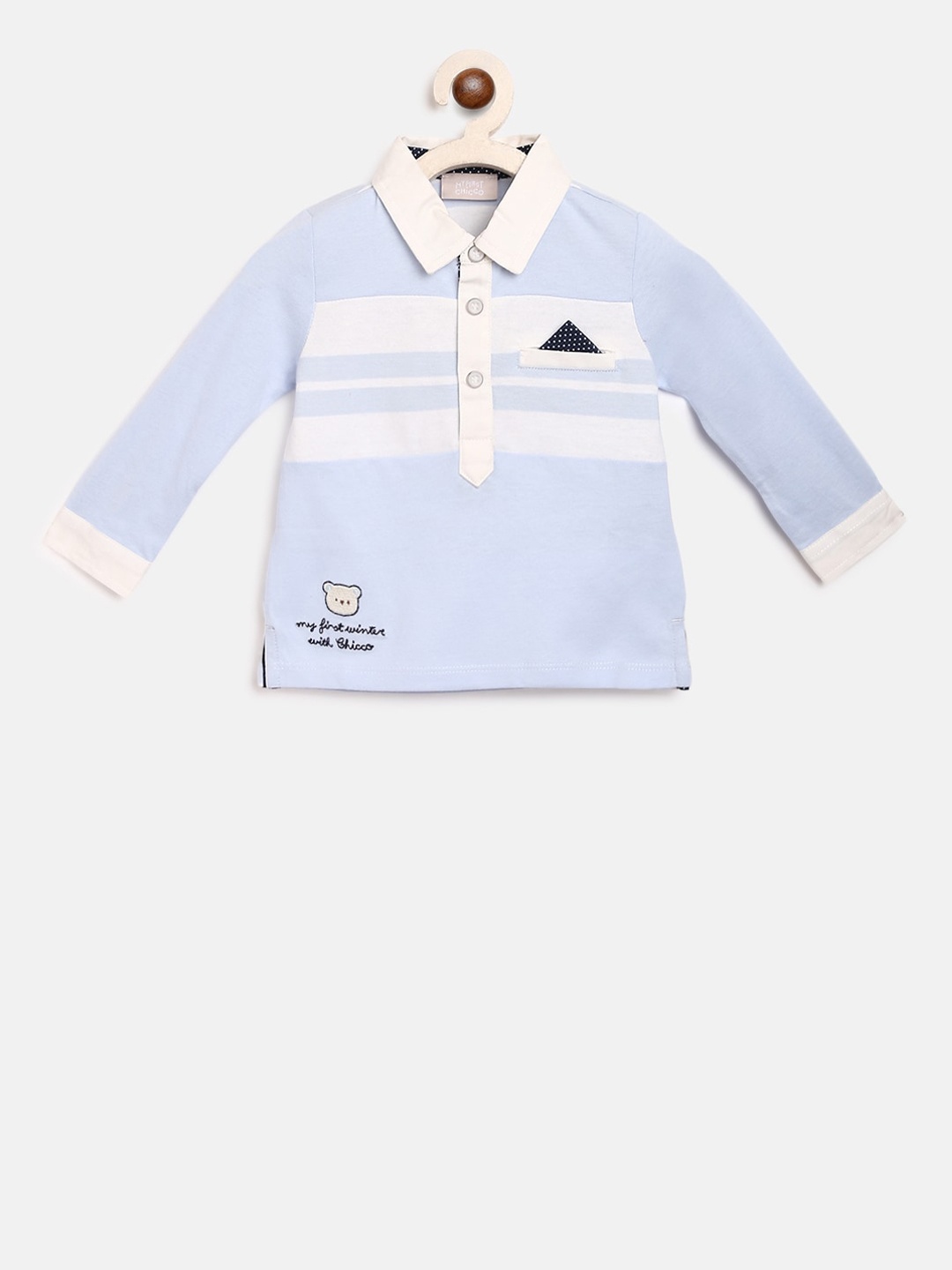 

Chicco Boys Blue & White Colourblocked Polo Collar T-shirt