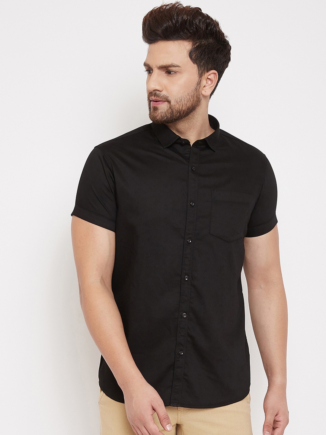 

Canary London Men Black Smart Slim Fit Solid Casual Shirt