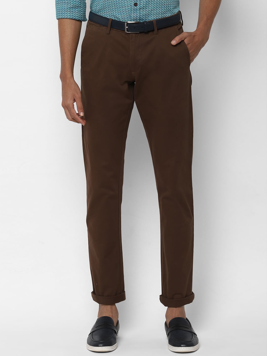 

Allen Solly Men Brown Slim Fit Solid Regular Trousers