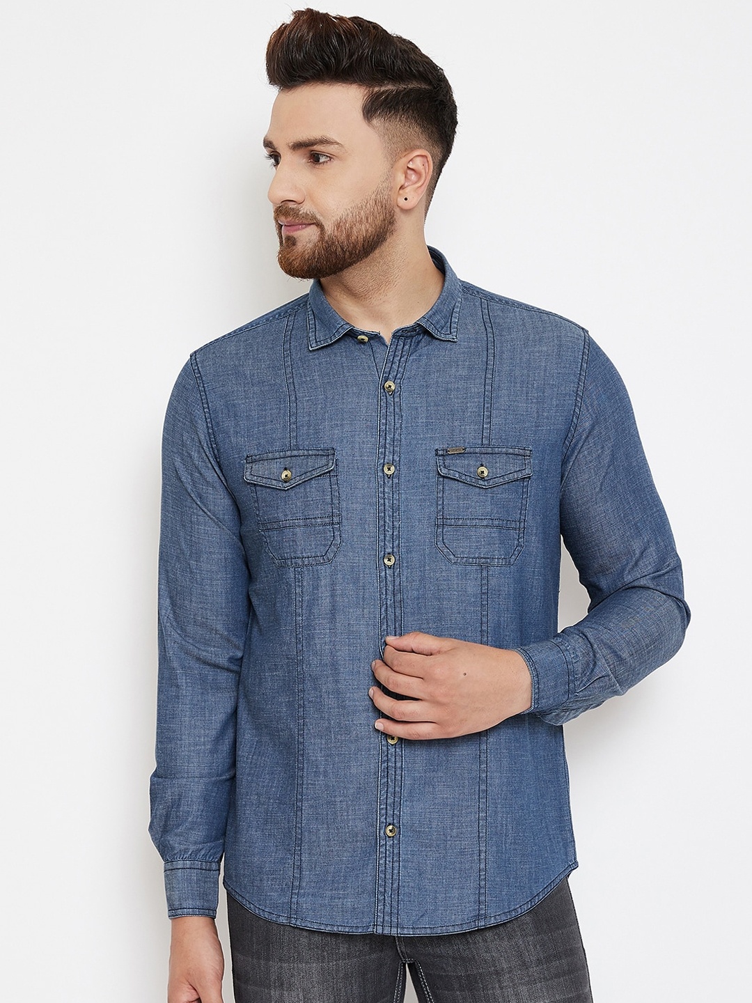 

Canary London Men Blue Smart Slim Fit Solid Casual Shirt