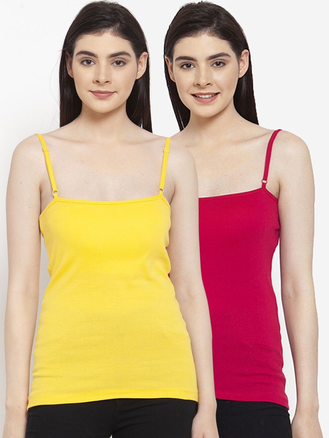 

Friskers Women Pack Of 2 Solid Camisoles E-06-07-, Yellow