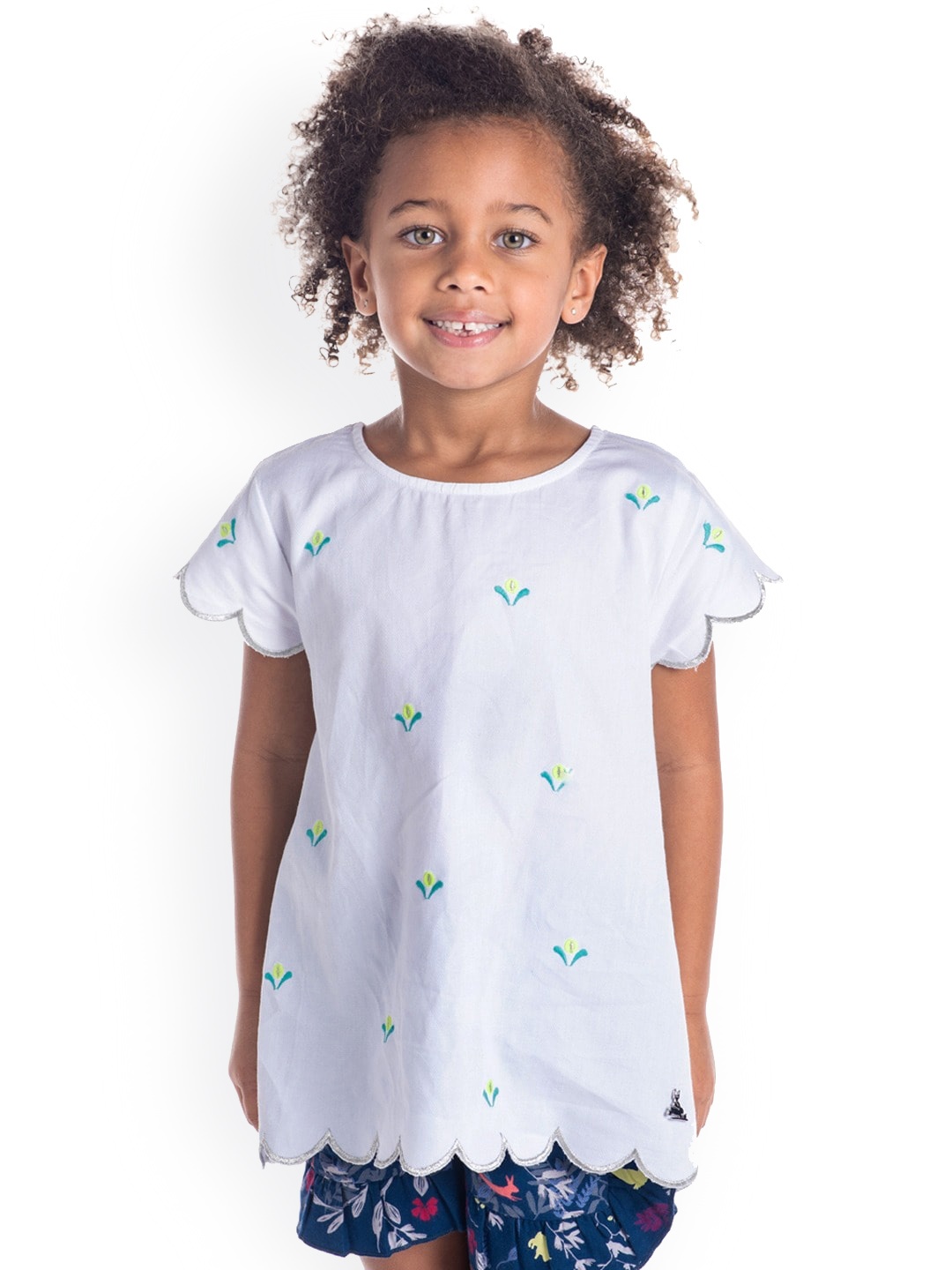 

Cherry Crumble Girls White Embroidered Top