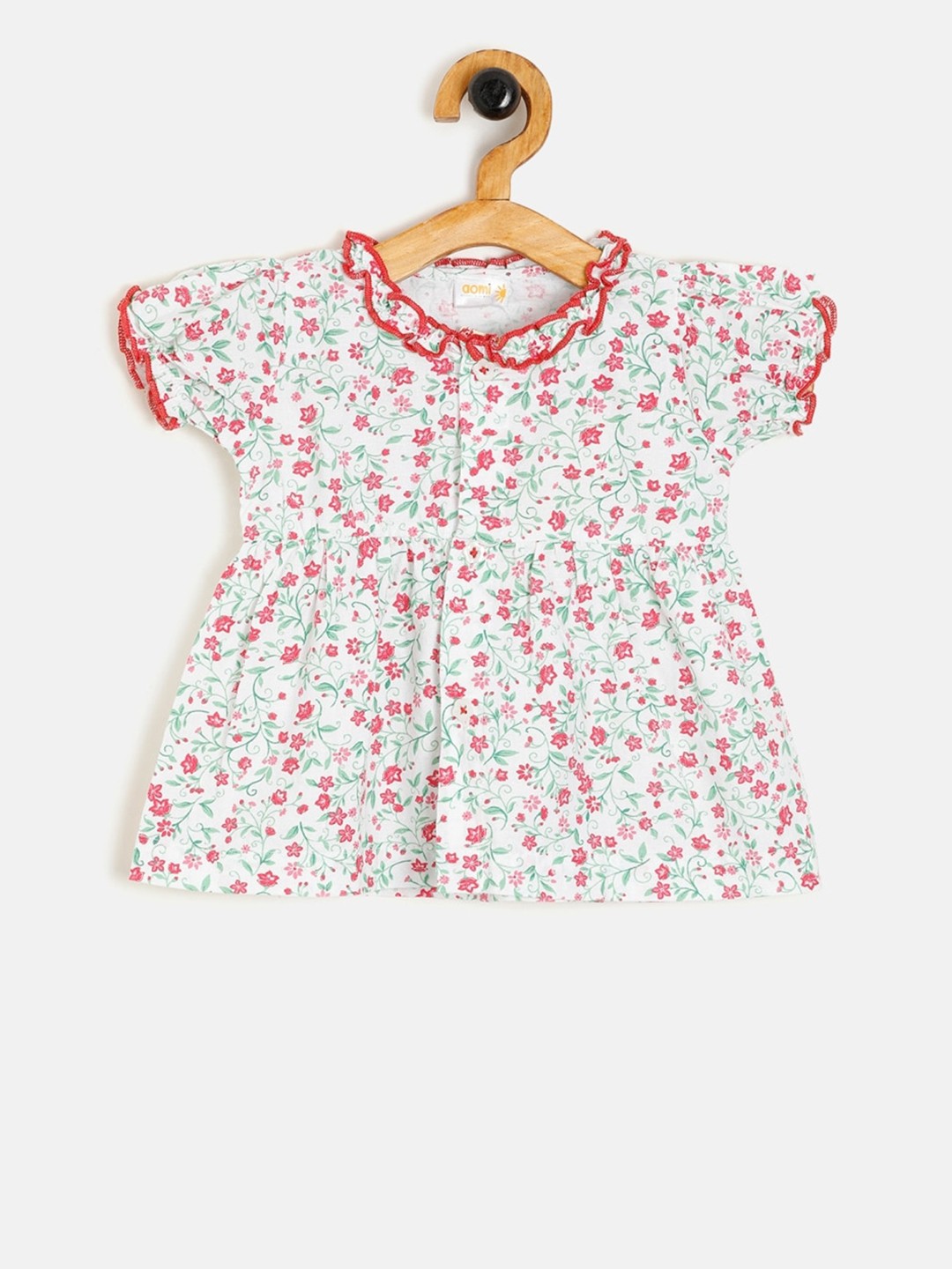 

Aomi Girls White Printed Fit and Flare Dress