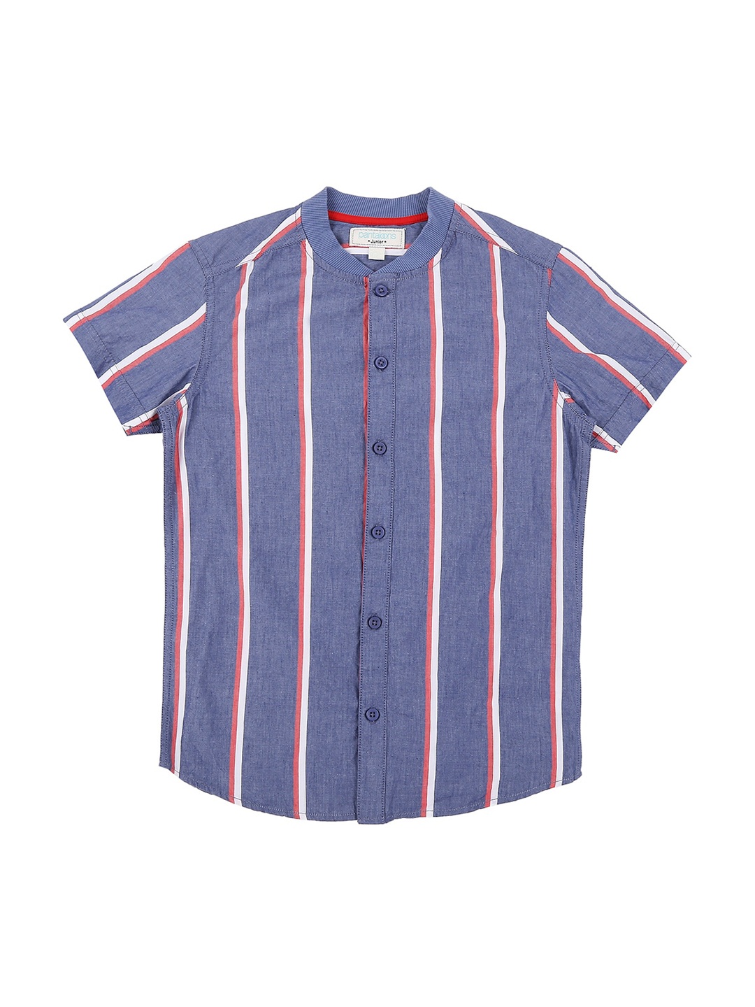 

Pantaloons Junior Boys Navy Blue & White Regular Fit Striped Casual Shirt