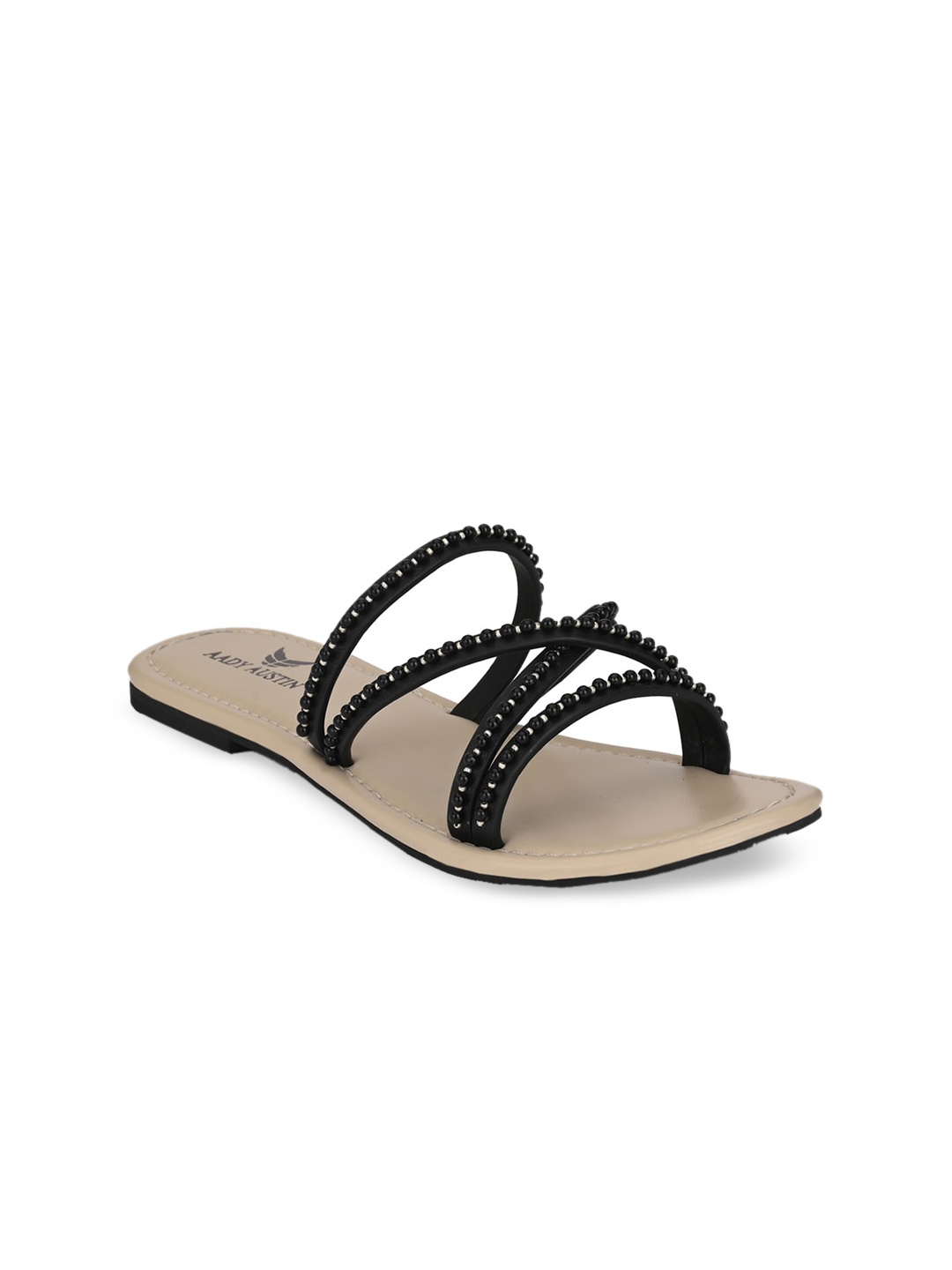 

AADY AUSTIN Women Black Embellished Open Toe Flats