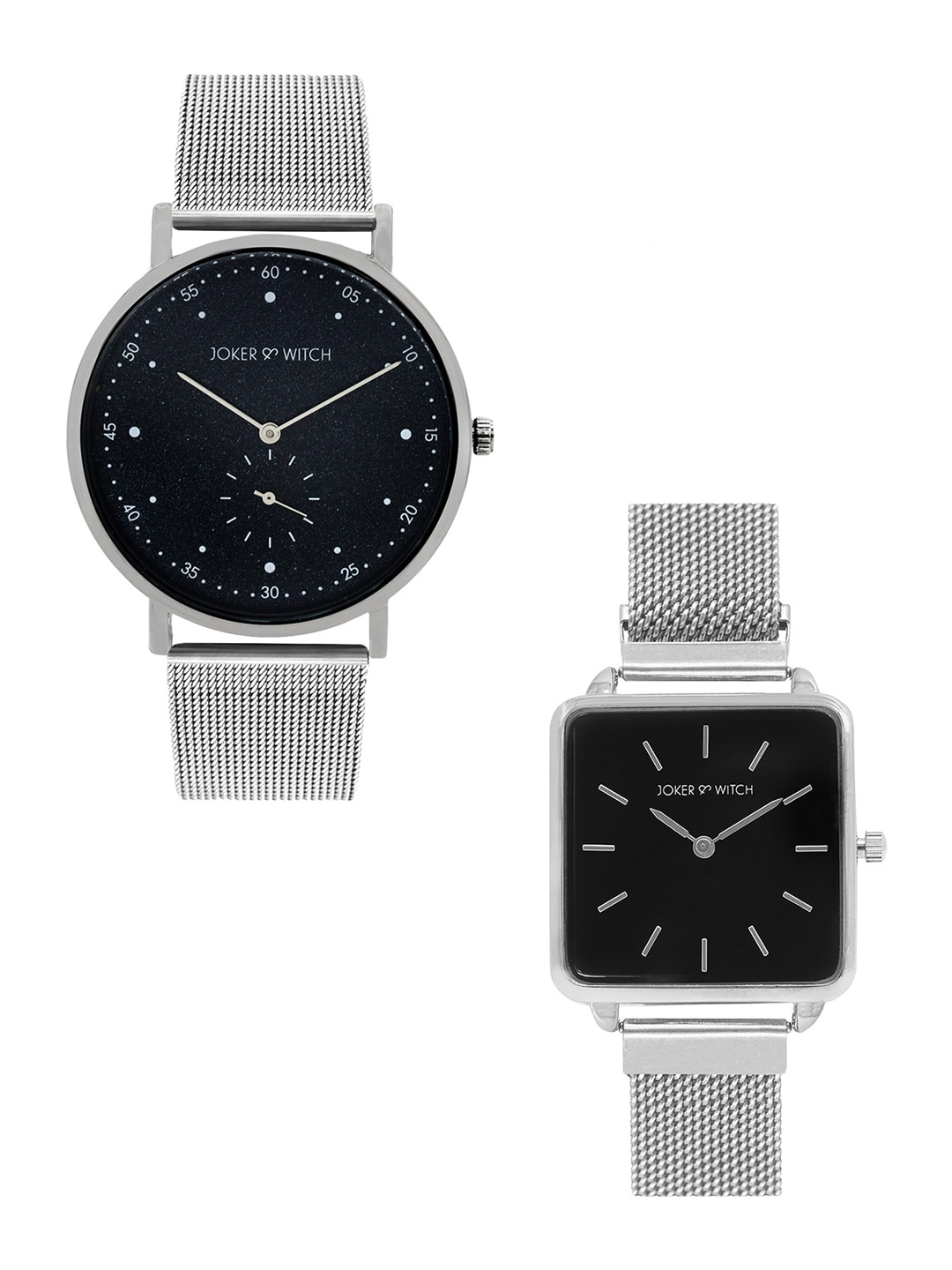 Joker & Witch Maria & Tony Couple Watches Gift Set JWCW28, Silver