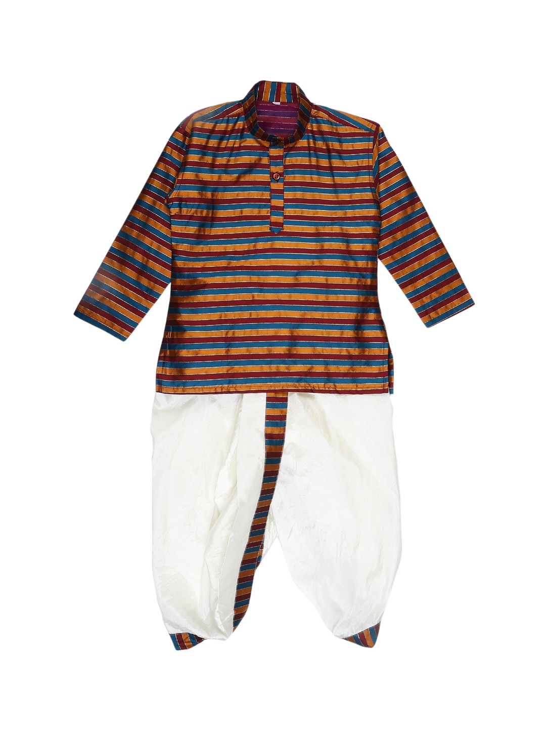 

Sethukrishna Boys Multicoloured Striped Kurta with Dhoti Pants, Multi