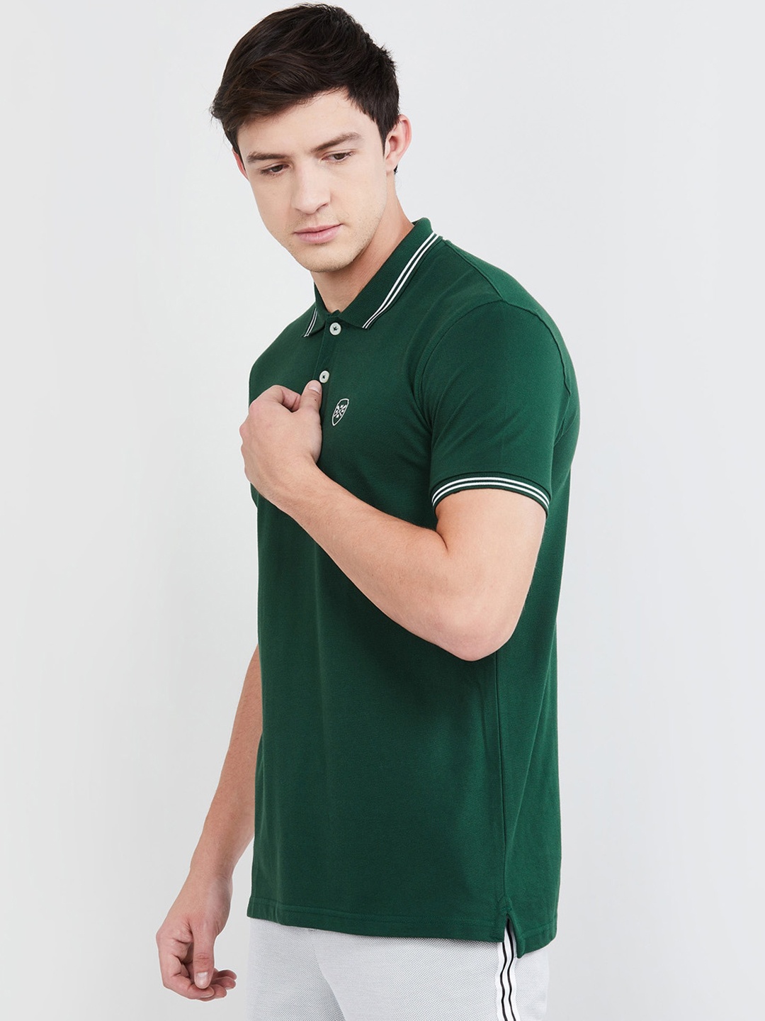 

max Polo Collar Cotton Regular Fit T-shirt, Green