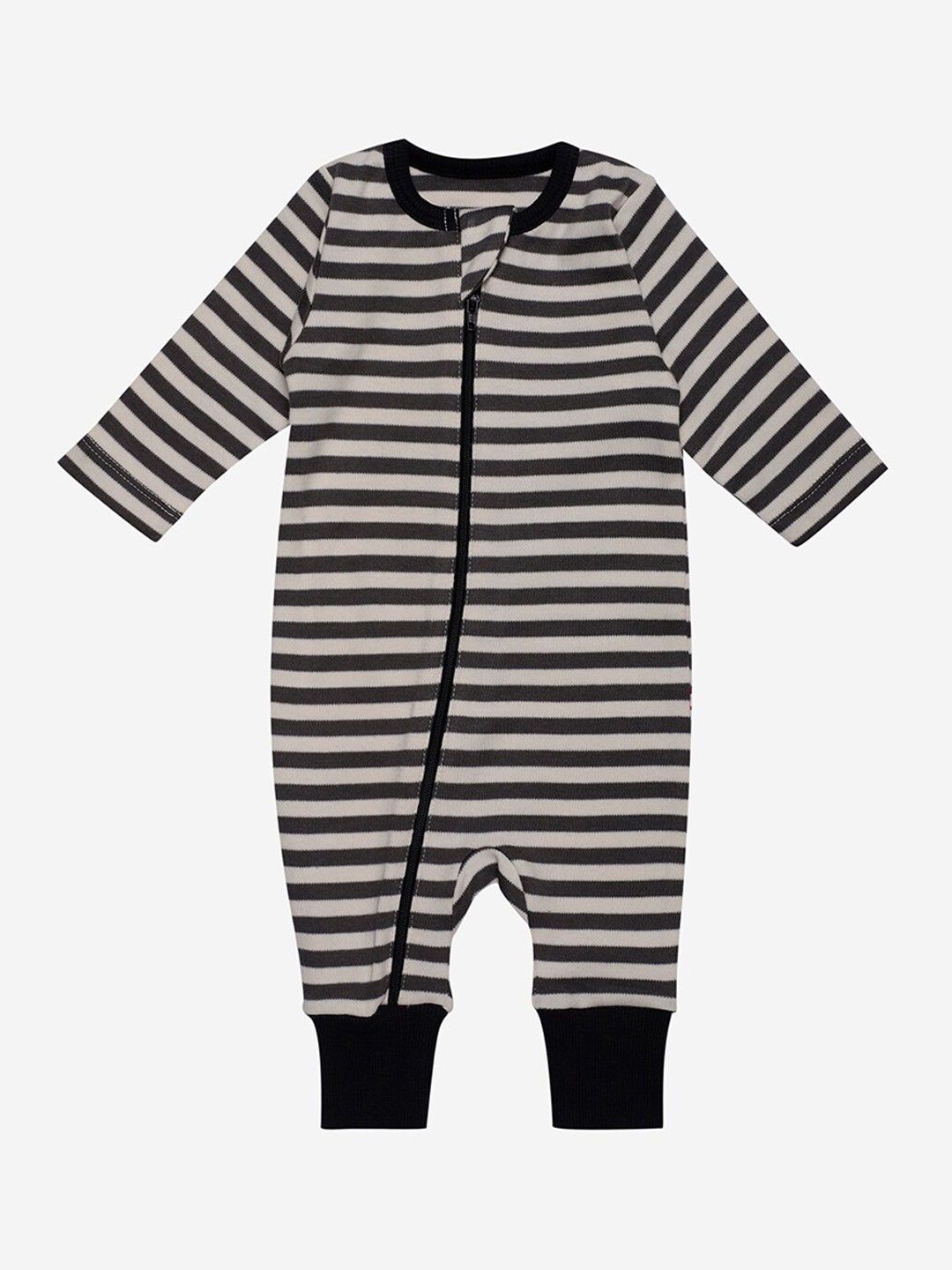 

Nino Bambino Unisex Kids Black & White Organic Cotton Striped Sustainable Rompers