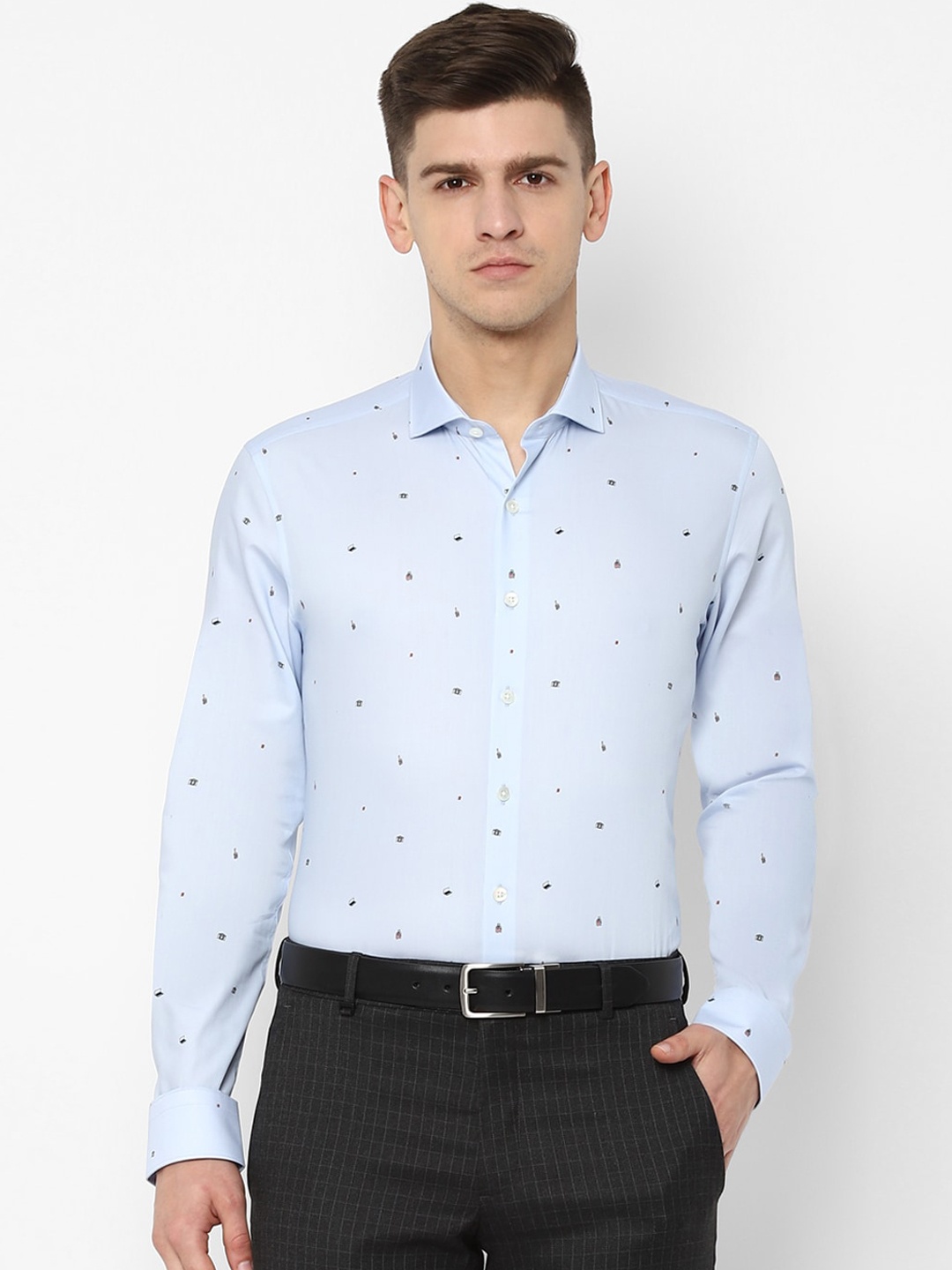 

SIMON CARTER LONDON Men Blue Slim Fit Printed Formal Shirt