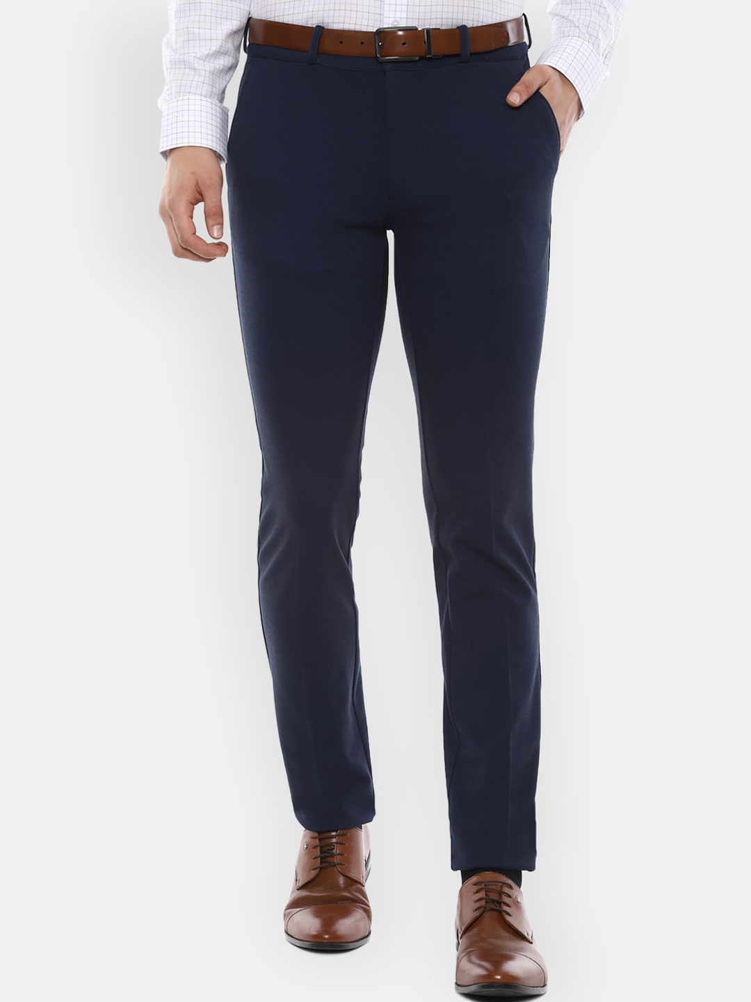 

Van Heusen Sport Men Navy Blue Slim Fit Solid Formal Trousers