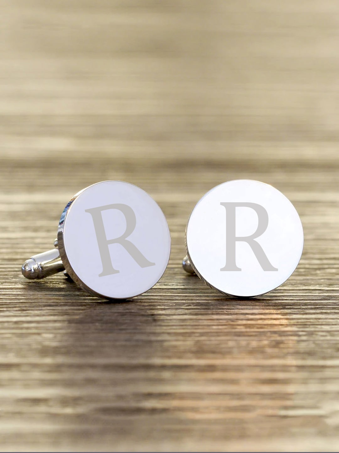 

Yellow Chimes Silver-Toned Round Cufflinks