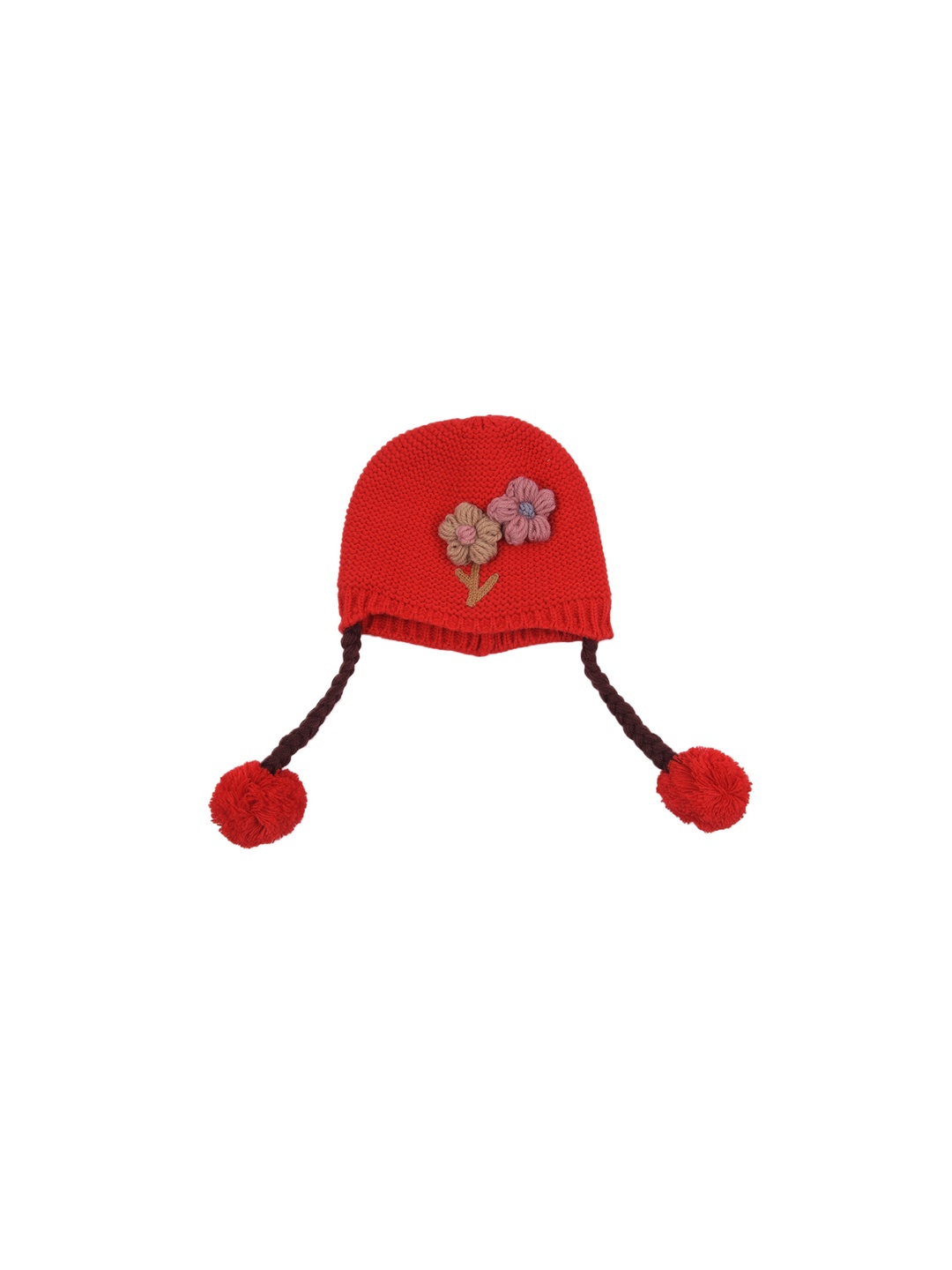 

Yellow Bee Girls Red Embroidered Beanie