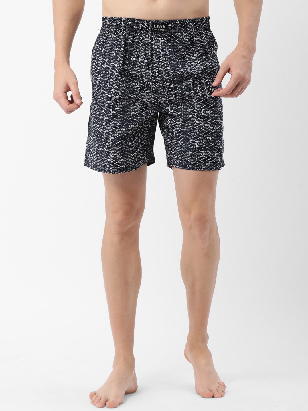 

Llak Jeans Men Navy Blue & White Printed Pure Cotton Boxers Boxer-10-SP