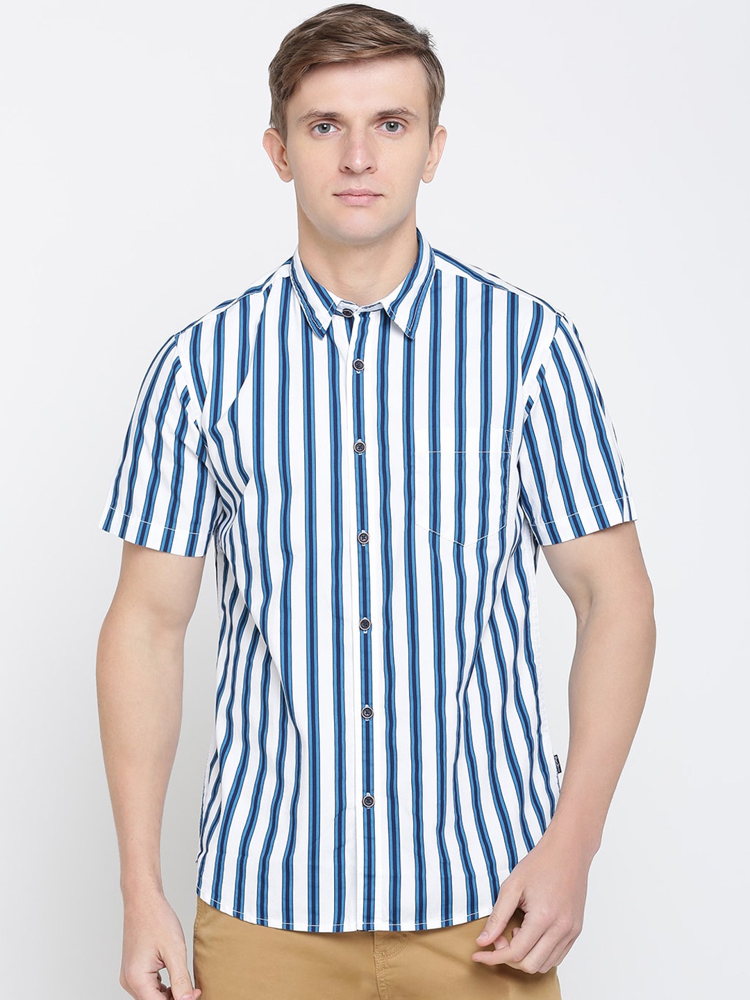 

Pepe Jeans Men White Striped Casual Shirt