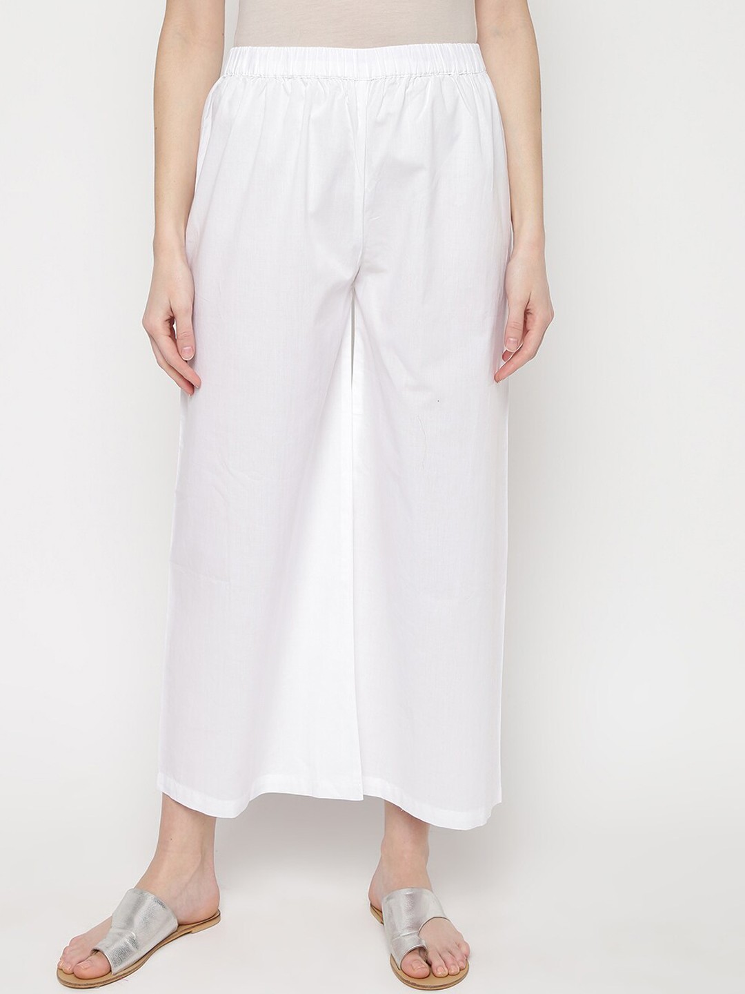 

Napra Women White Solid Wide Leg Palazzos