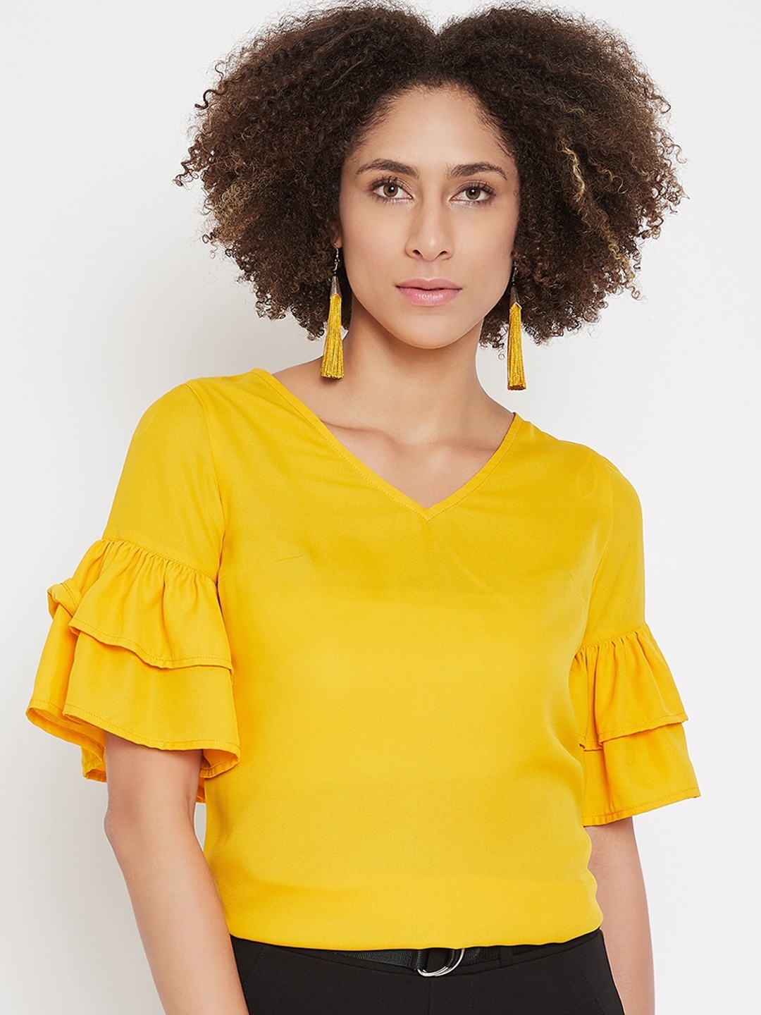 

La Zoire Women Mustard Yellow Solid Top