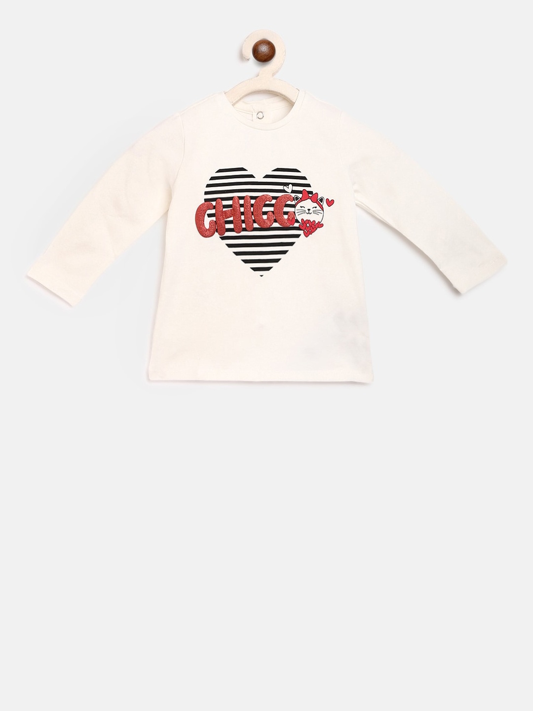 Chicco Girls Off-White Printed Round Neck T-shirt