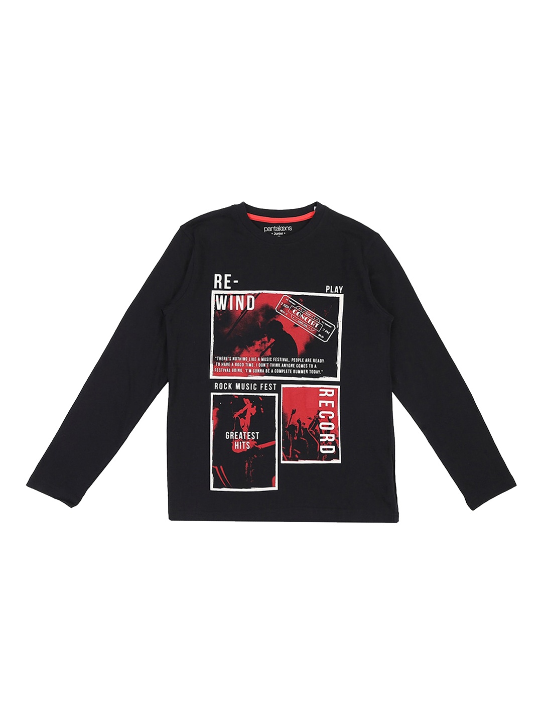 

Pantaloons Junior Boys Black Printed Round Neck T-shirt