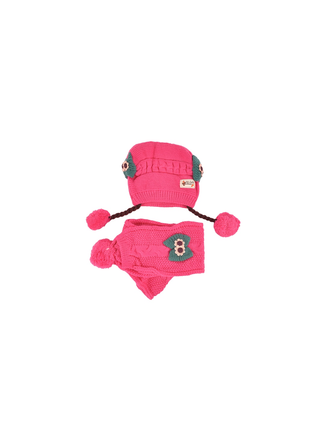 

Yellow Bee Girls Pink Self Design Beanie