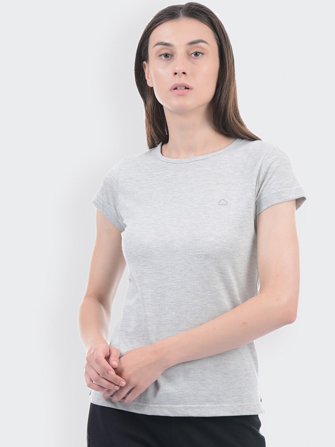 

Sweet Dreams Women Grey Melange Solid Lounge T-Shirt