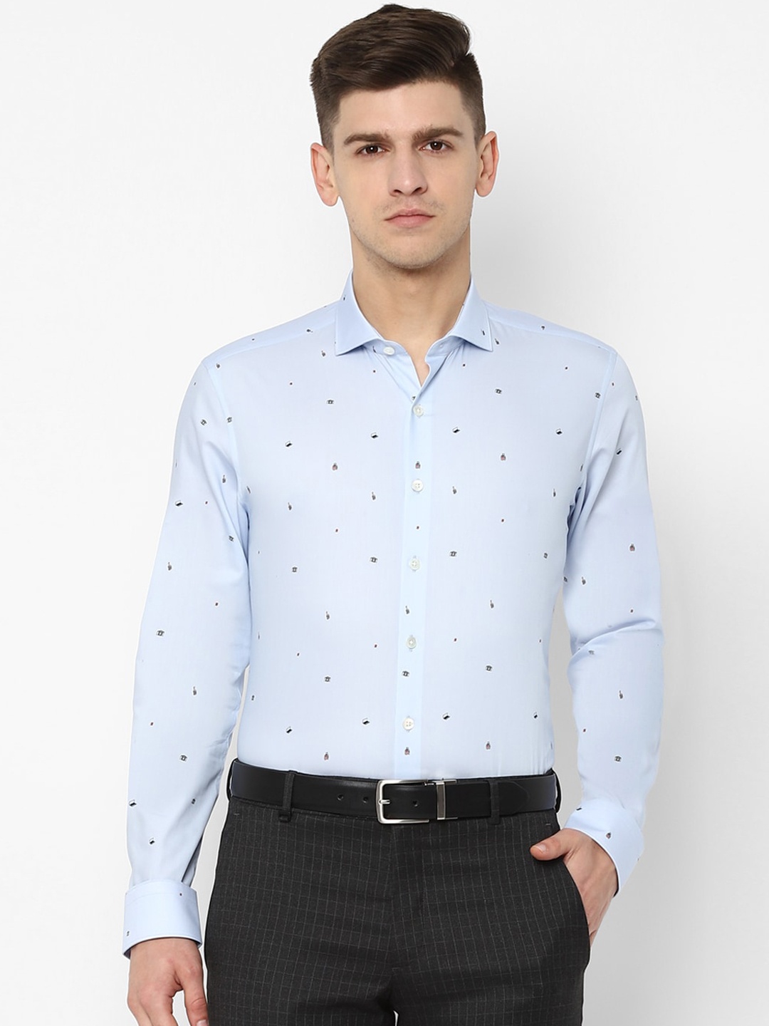 

SIMON CARTER LONDON Men Blue Slim Fit Printed Formal Shirt