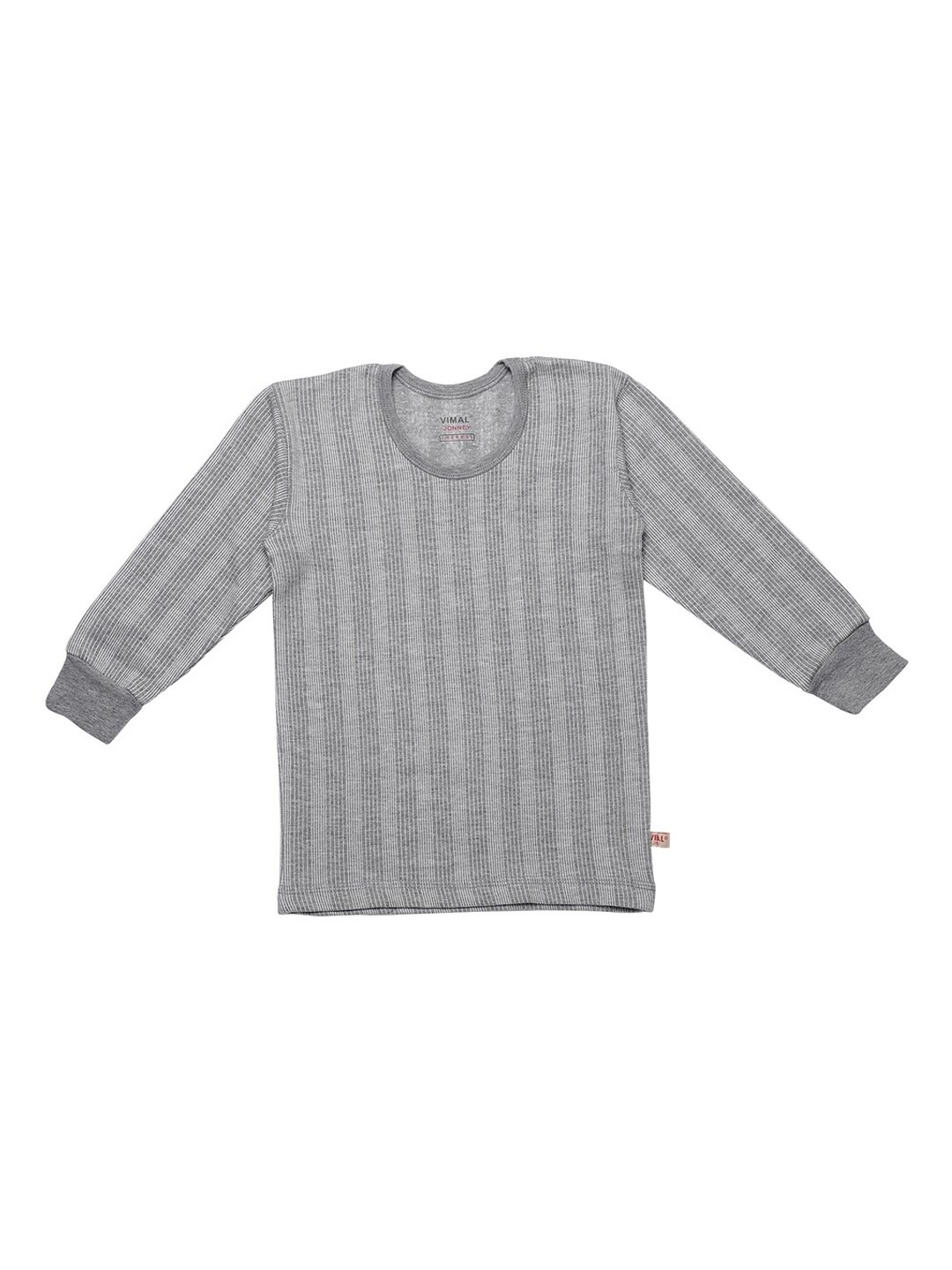 

VIMAL JONNEY Kids Grey Melange Striped Thermal T-Shirt