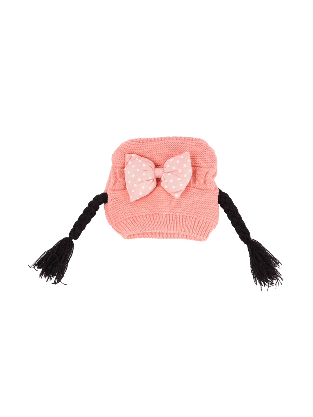 

Yellow Bee Girls Peach-Coloured Solid Beanie