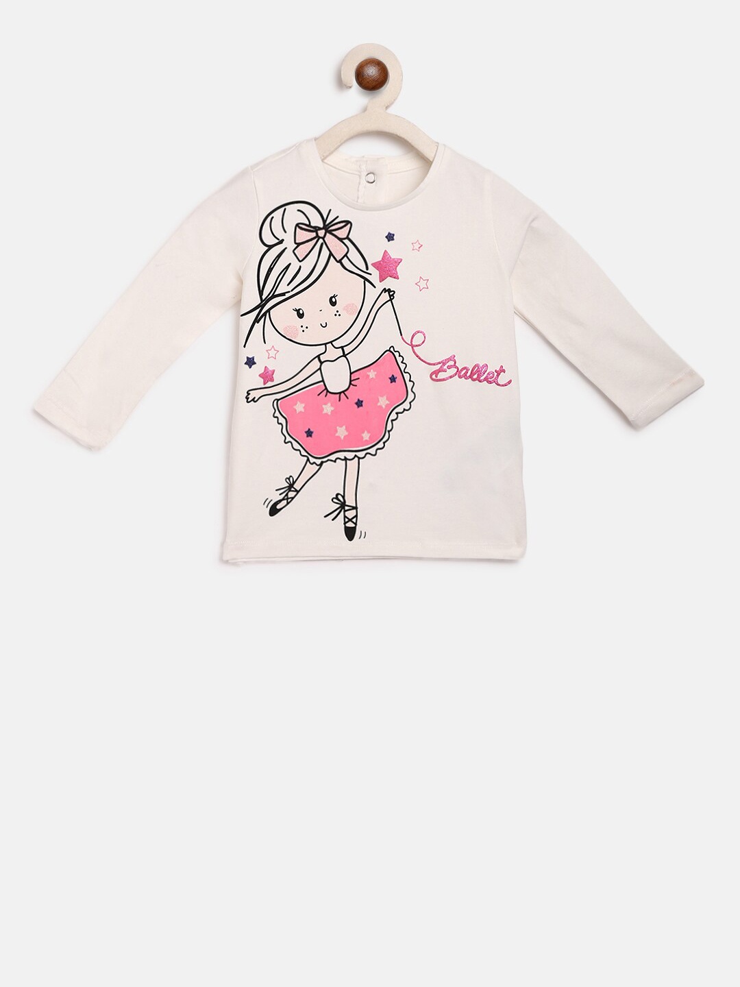 

Chicco Girls Off-White Printed Round Neck T-shirt