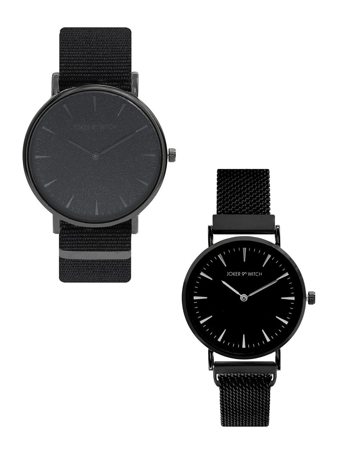 Joker & Witch Unisex Ennis & Jack Couple Watches, Black