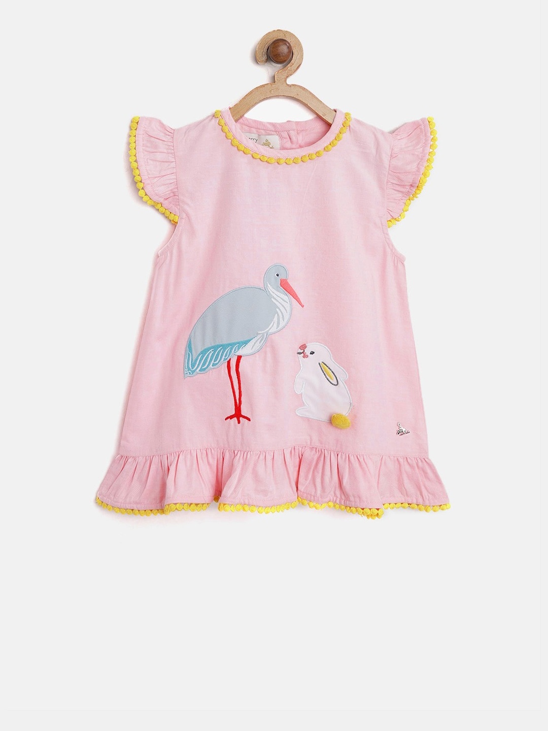 

Cherry Crumble Girls Pink &Blue Printed A-Line Top