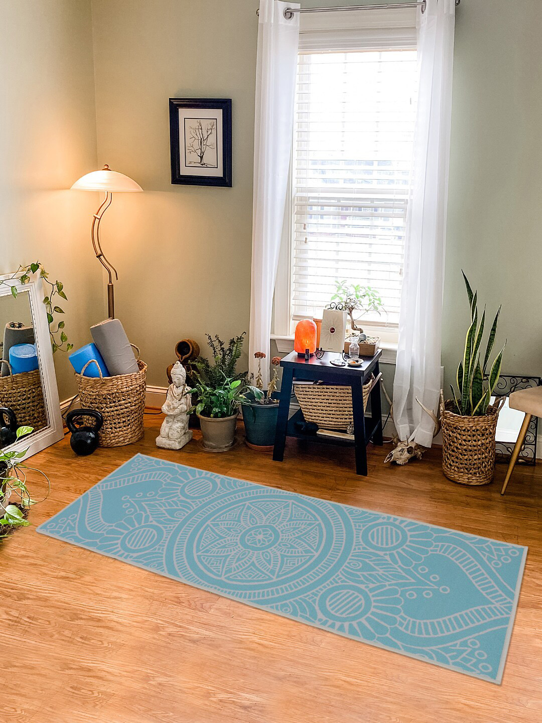 

RUGSMITH Unisex Blue & Off-White Printed Anti-Skid Premium Yoga Mat
