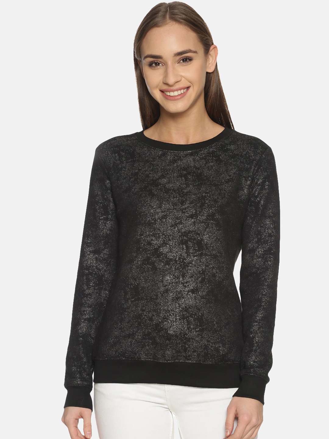 

Kryptic Women Black Solid Sweatshirt