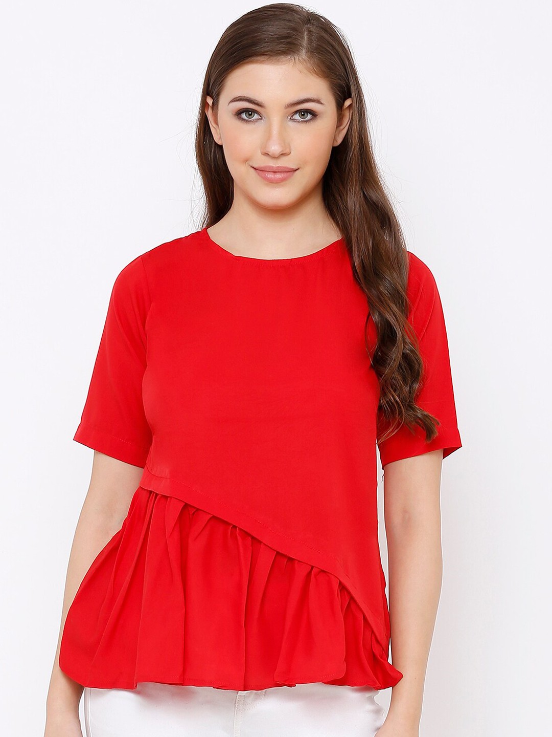 

SALWAR STUDIO Women Red Solid Top