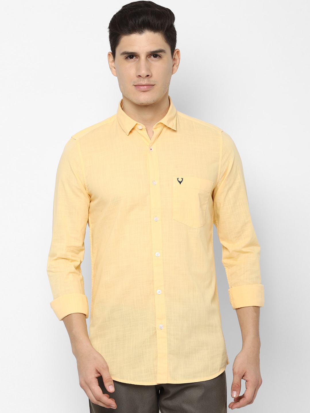 

Allen Solly Men Yellow Slim Fit Solid Casual Shirt