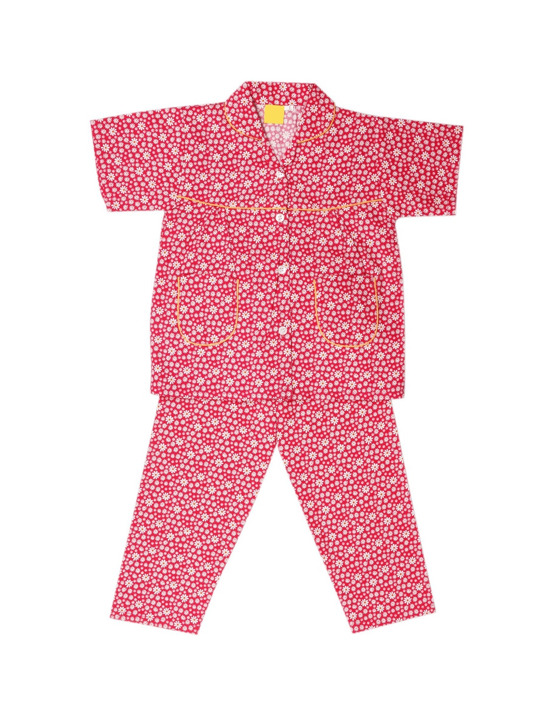 

The Magic Wand Girls Red Printed Night suit