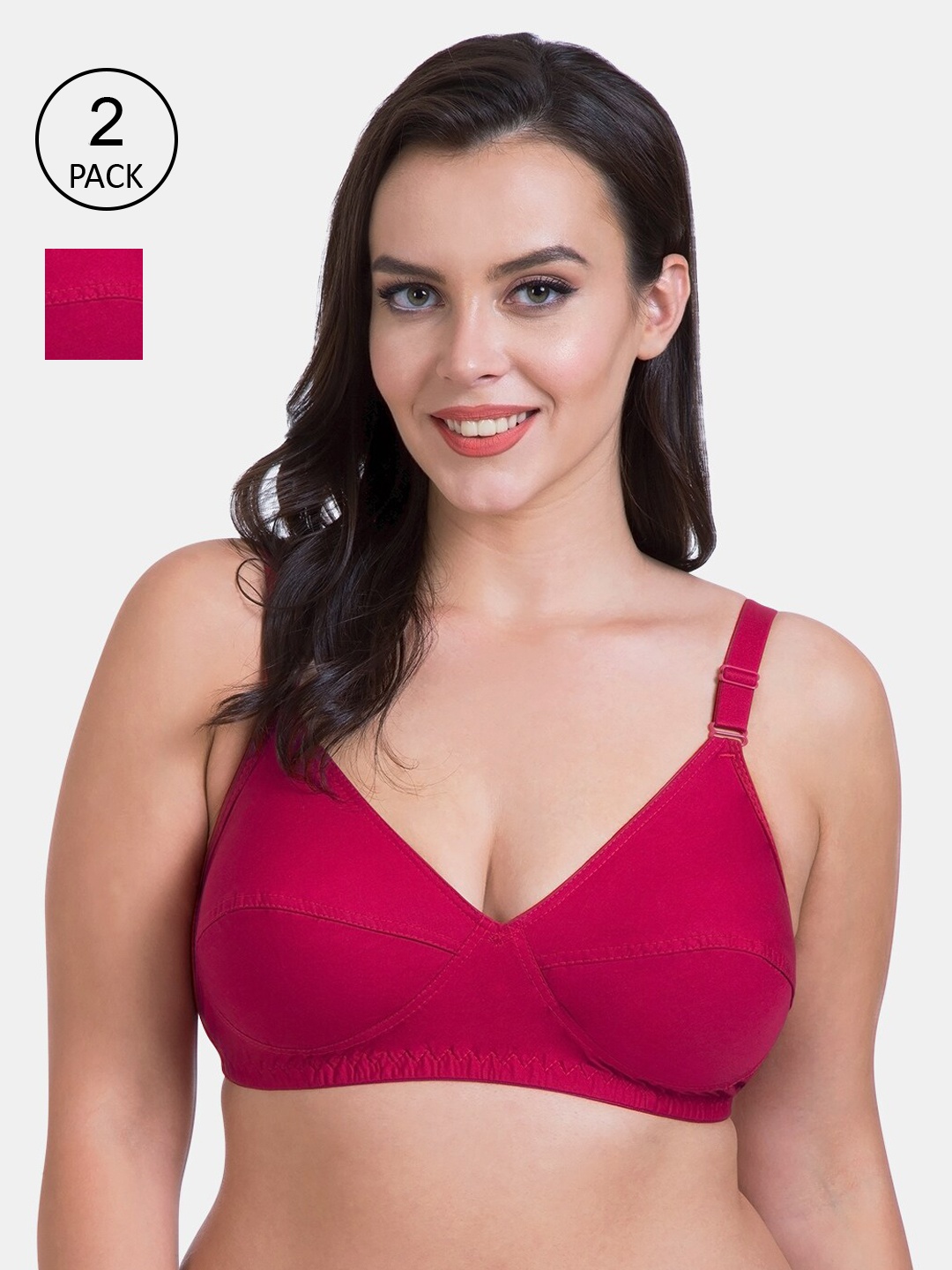 

Rajnie Red Solid Non-Wired Non Padded Everyday Bra RJ-657-RD30B