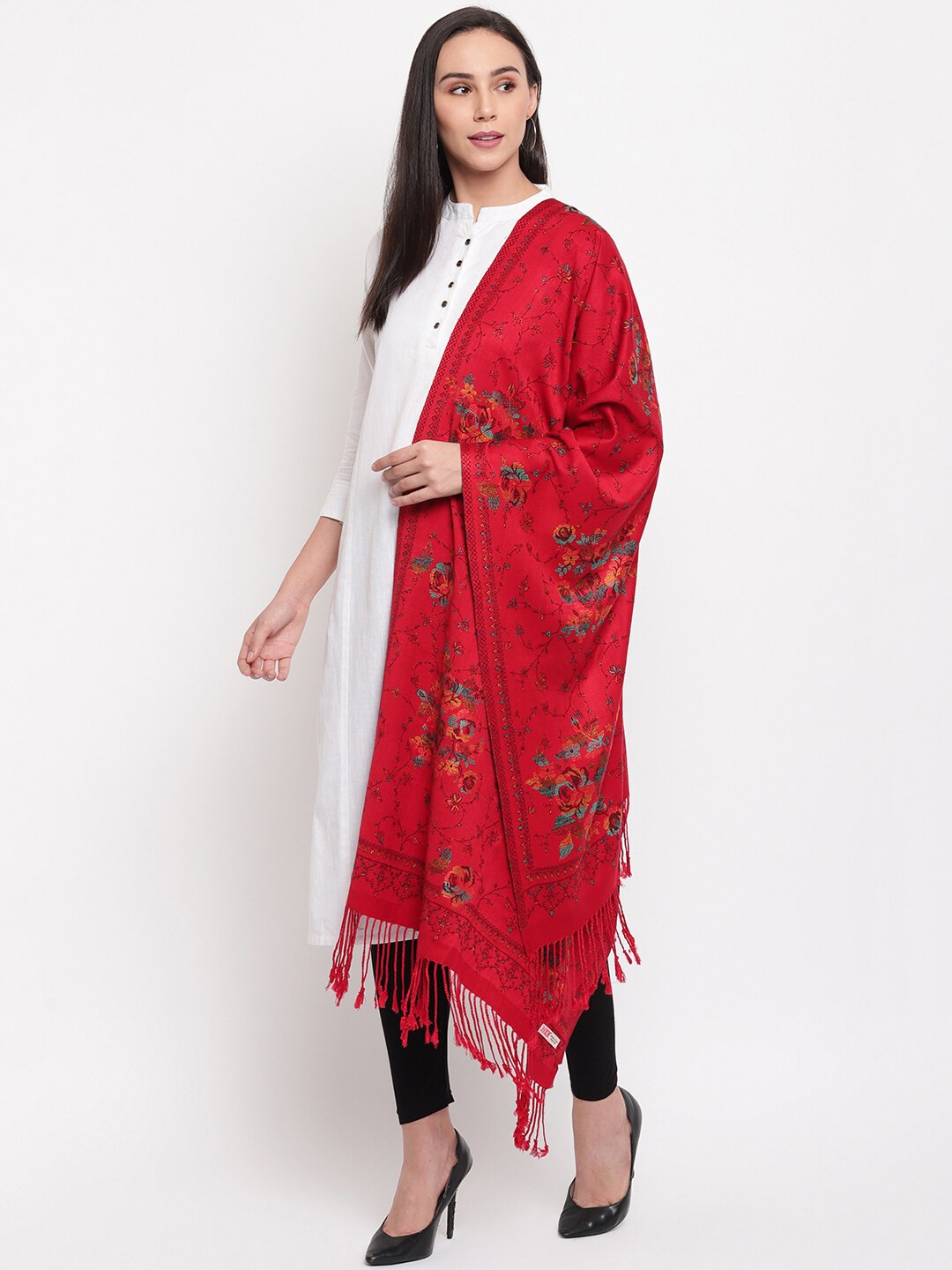 

HK colours of fashion Women Pink Woven Design Stole