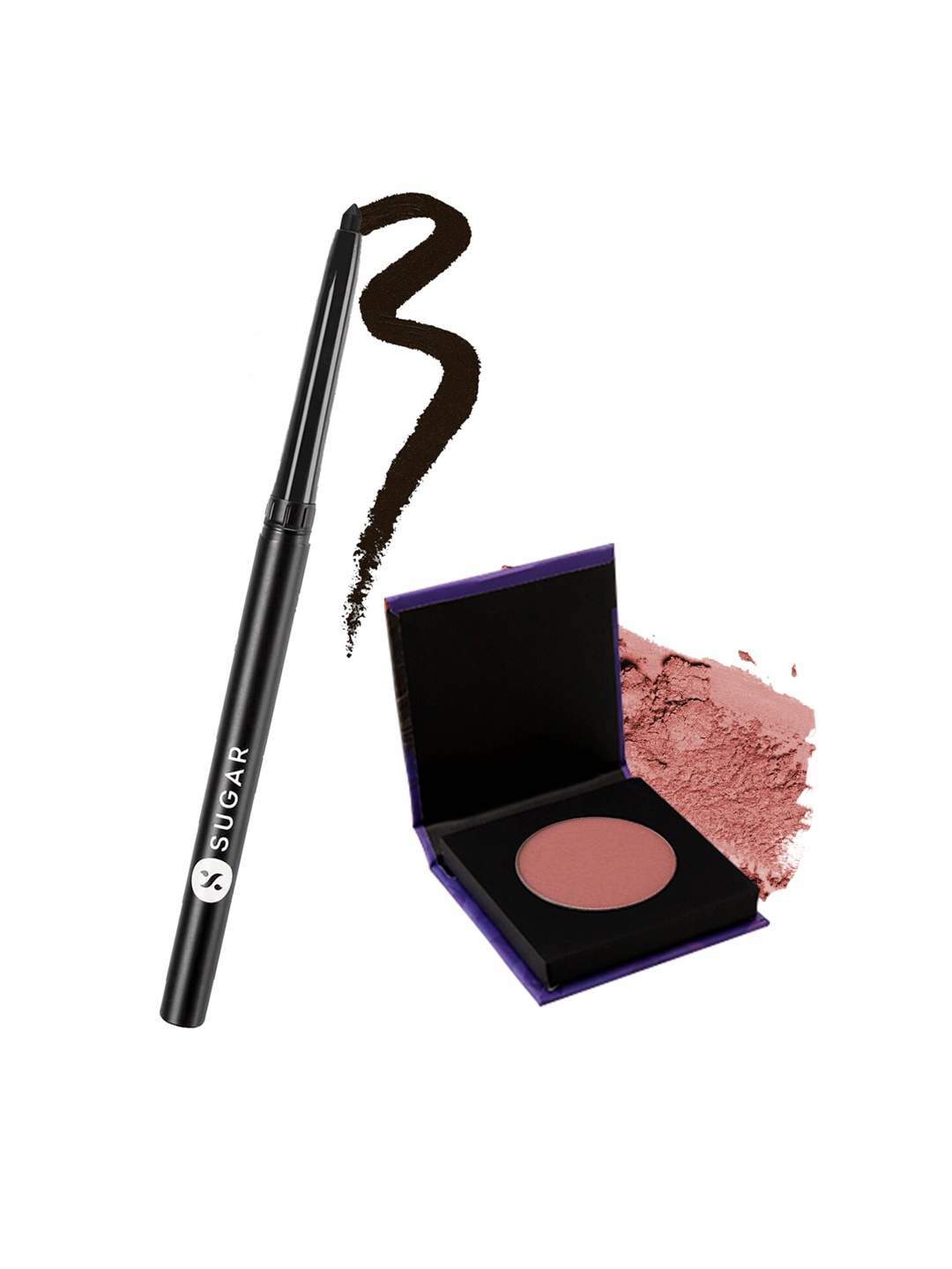 

SUGAR Cosmetics Set of 2 Intense Kajal & Contour De Force Mini Blush 01 Peach Peak, Multi