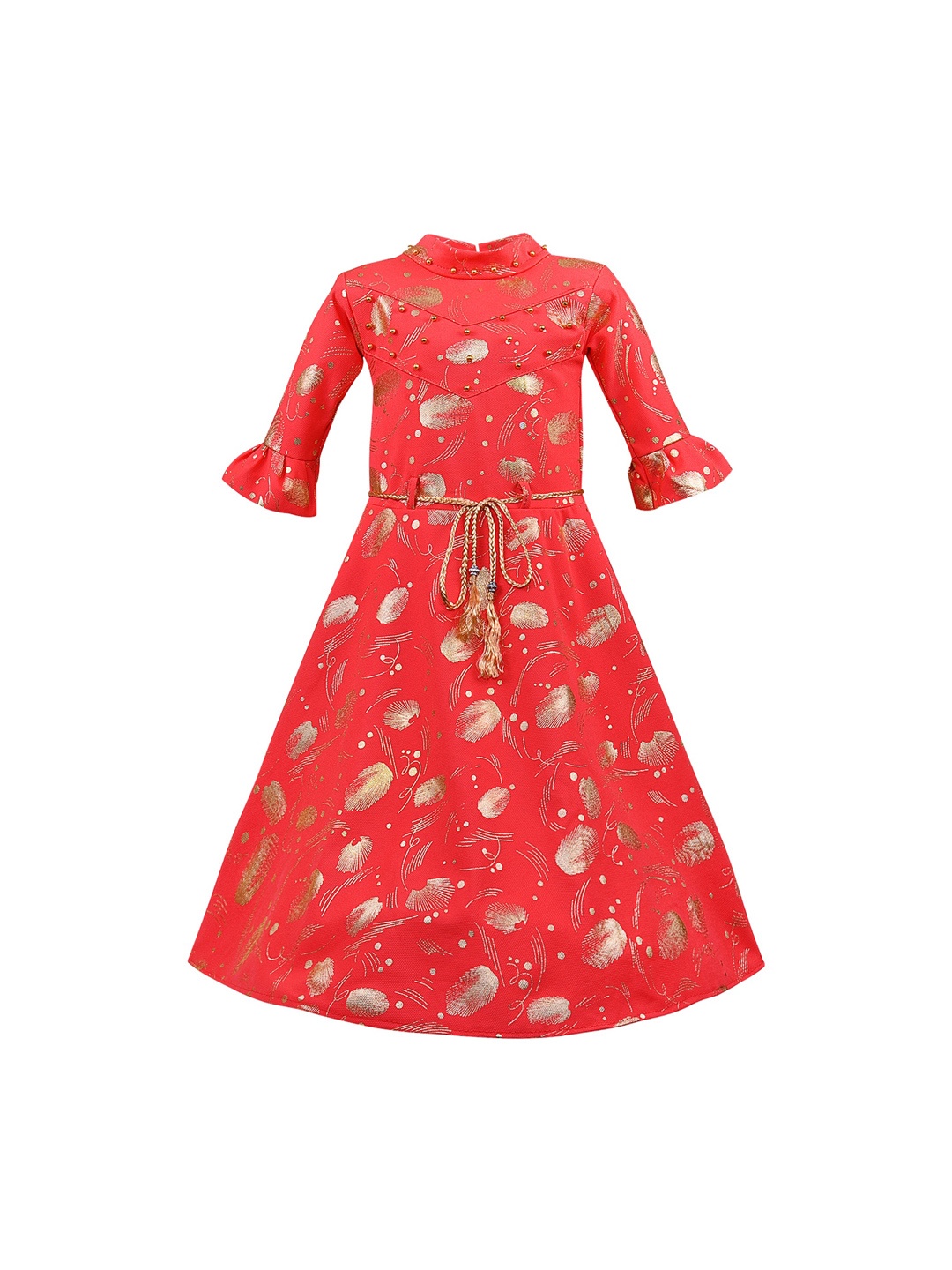 

Wish Karo Girls Red Printed Maxi Dress