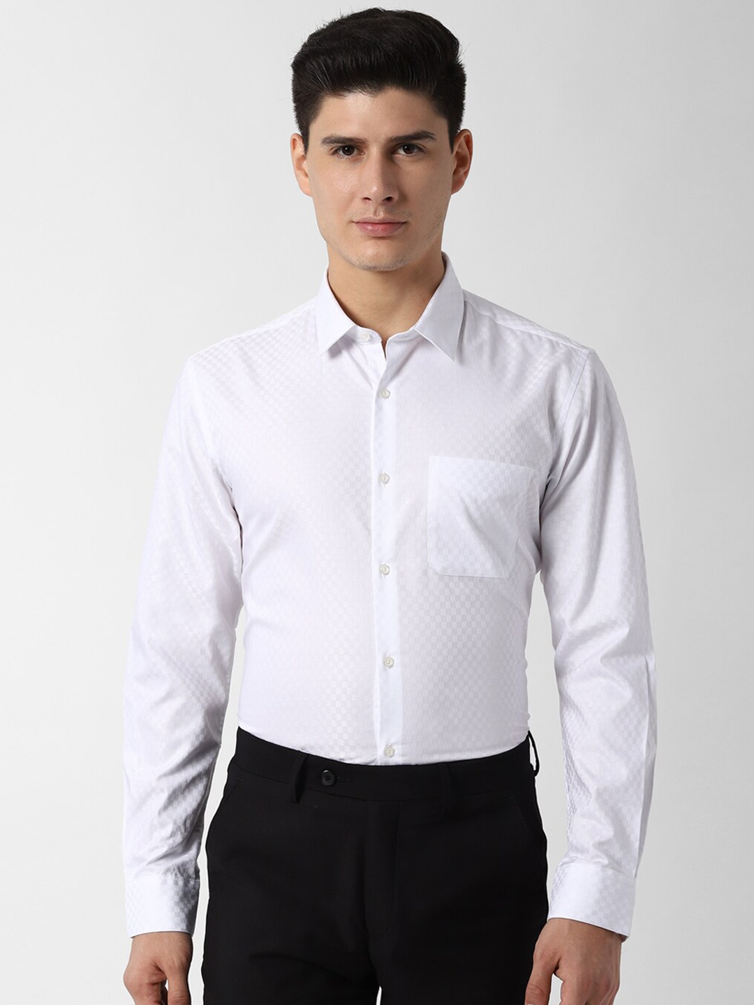

Peter England Men White Slim Fit Printed Formal Shirt