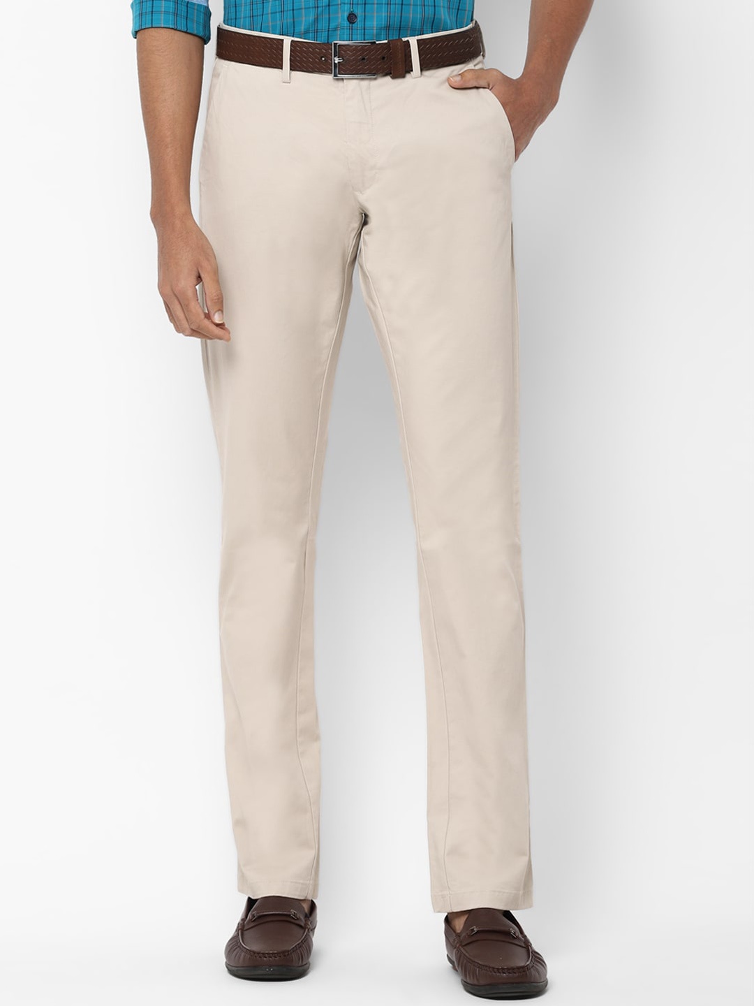 

Allen Solly Men Beige Slim Fit Solid Formal Trousers