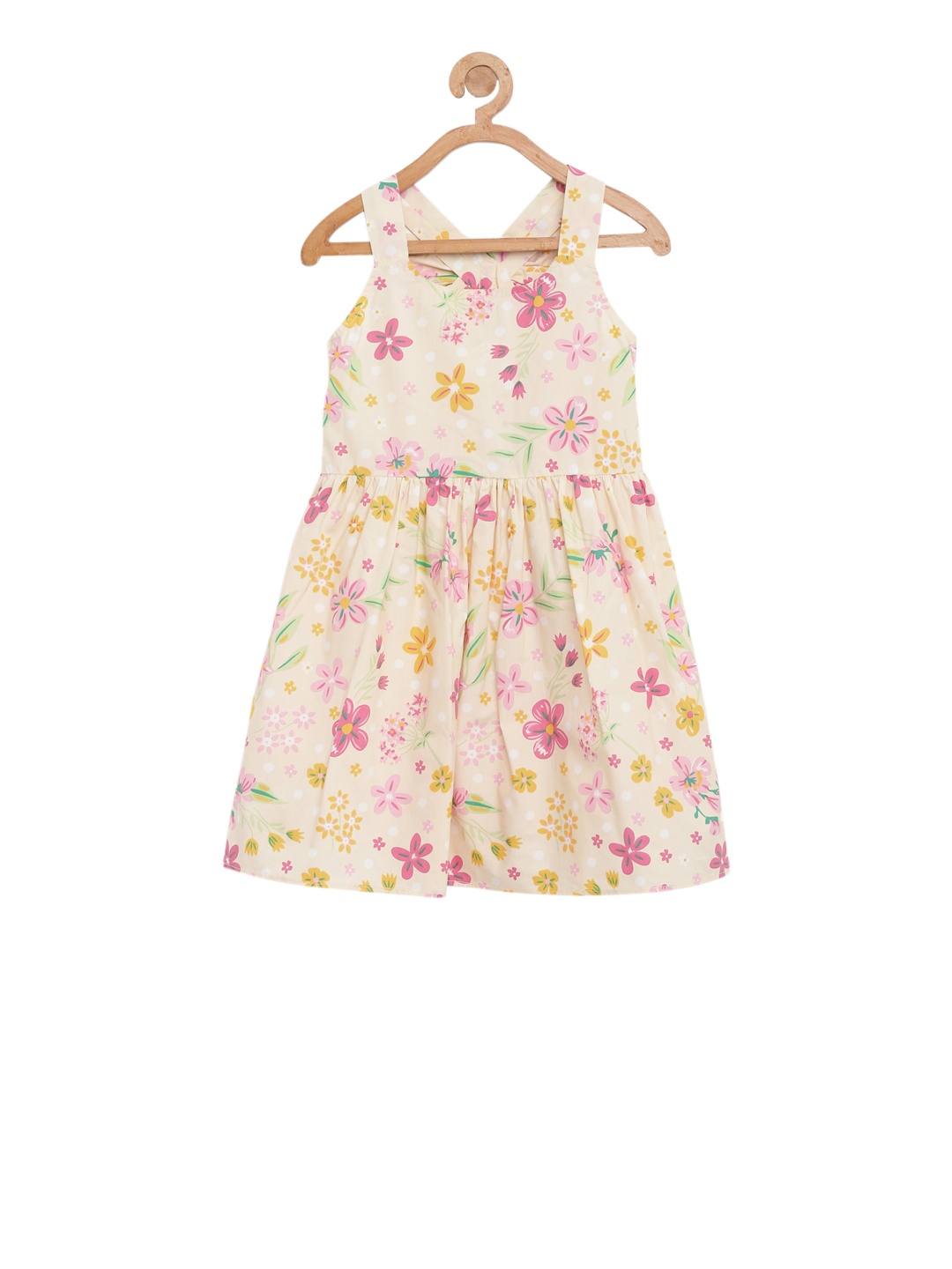

KIDKLO Girls Yellow Printed Fit and Flare Dress