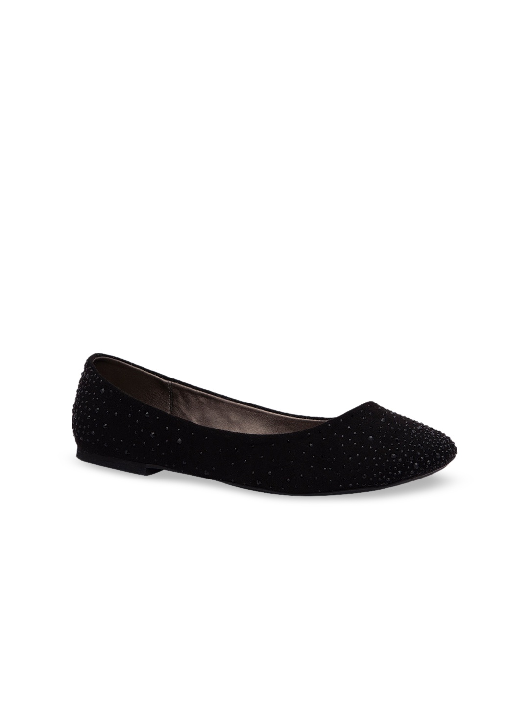 

Inc 5 Women Black Solid Synthetic Suede Ballerinas