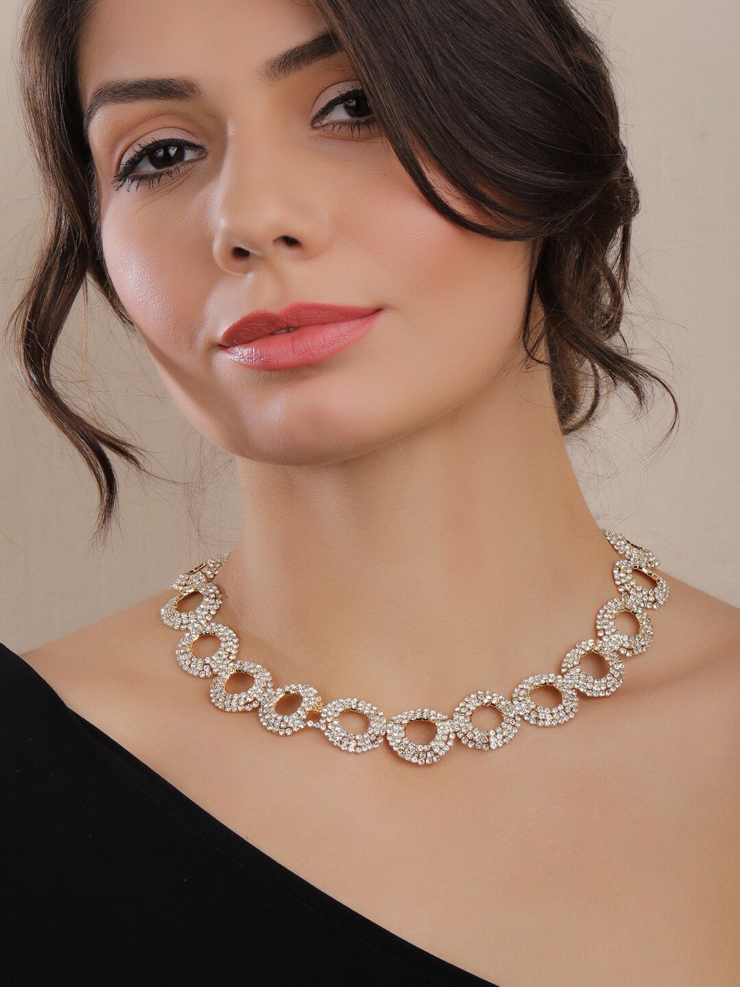 Rubans Gold-Toned Alloy Handcrafted Rhinestone Necklace