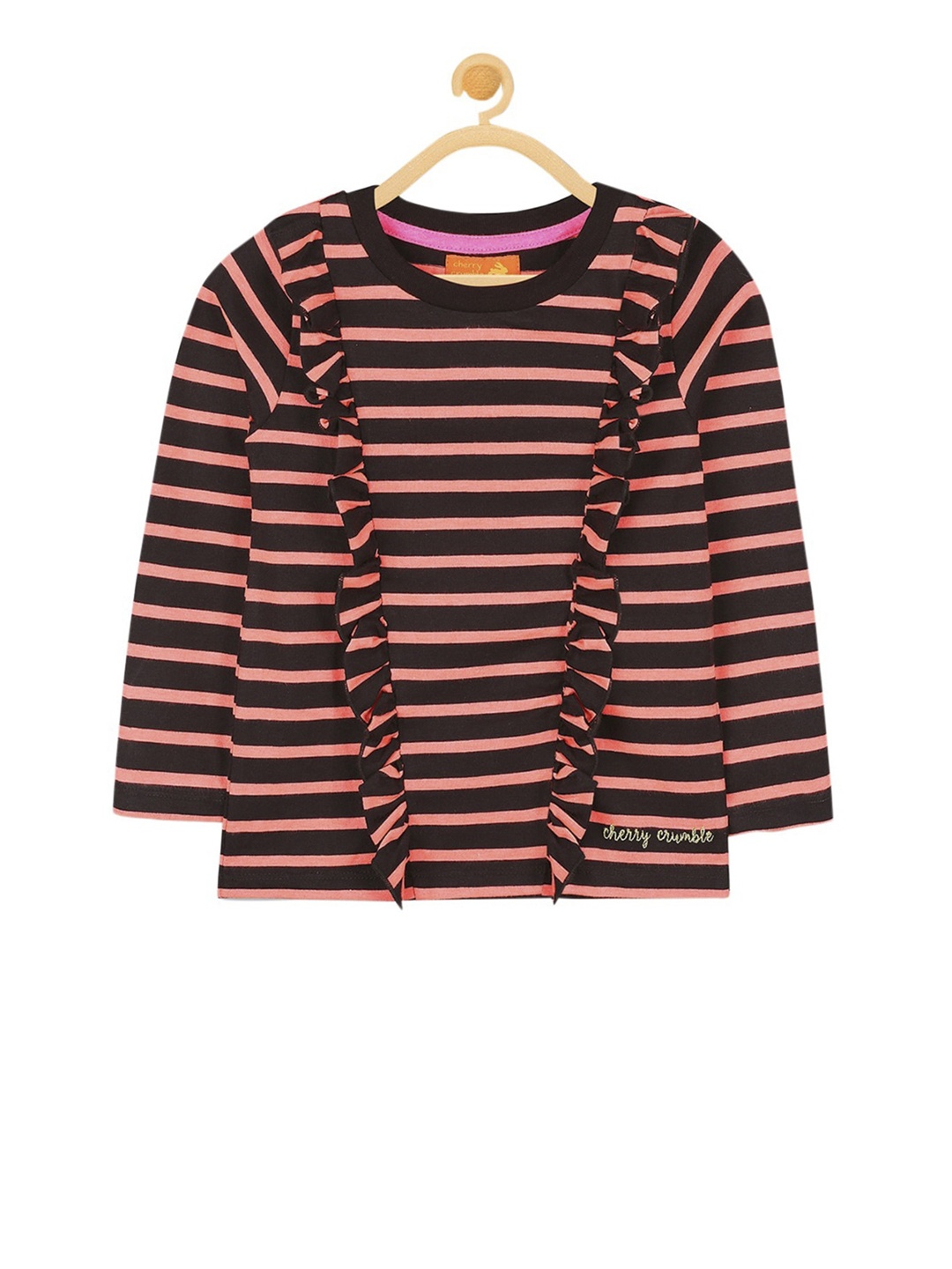 

Cherry Crumble Girls Brown & Pink Striped Top