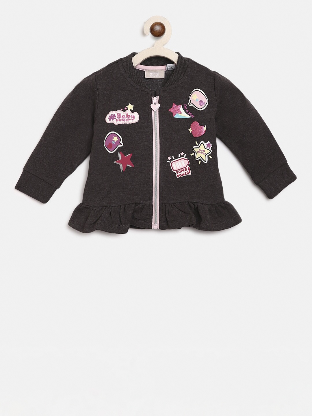 

Chicco Girls Charcoal Grey Self Design Cardigan Sweater