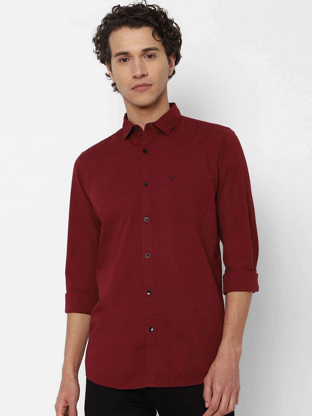 

Allen Solly Men Maroon Slim Fit Solid Casual Shirt