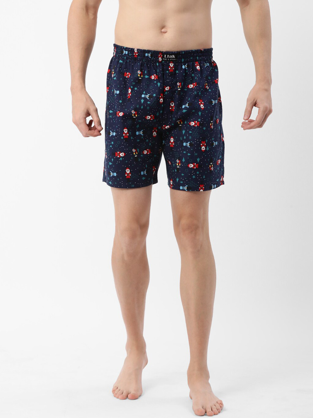 

Llak Jeans Men Navy Blue Printed Pure Cotton Boxers